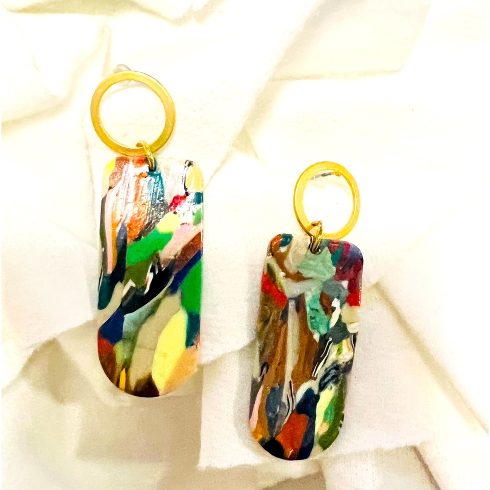 Handmade Painted Acrylic Earrings. 😍Like a Beautiful Oil Painting. NEW